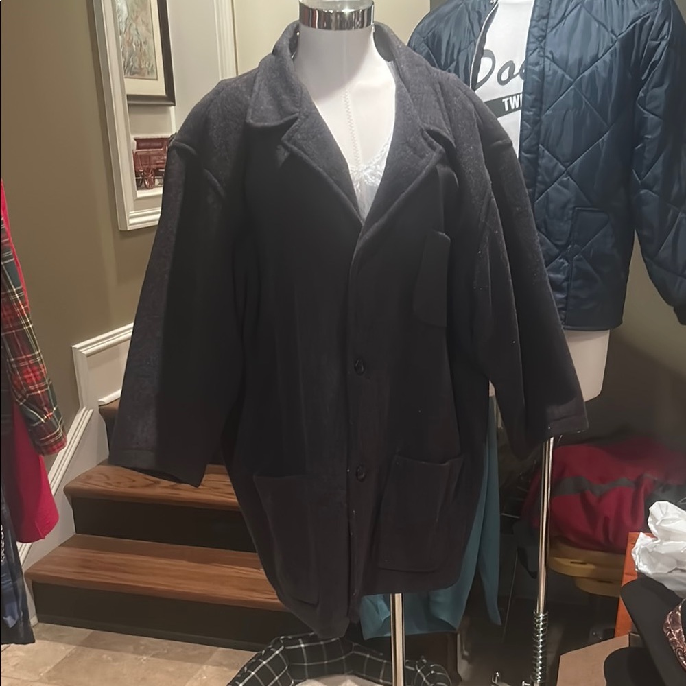 Aberdeen Sz L Graphite Wool Unisex Pea Coat GUC